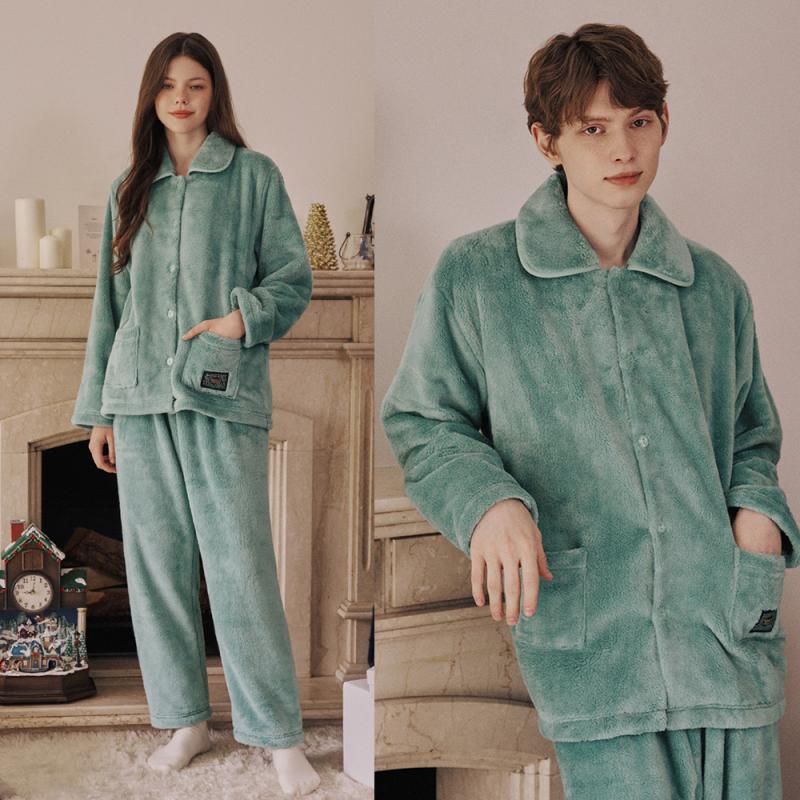 이브니에 소프트민트 벨보아 극세사 수면 잠옷 커플 크리스마스