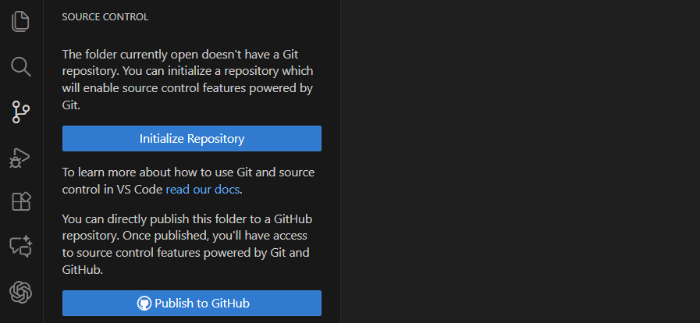 VS Code UI에서 git 초기화