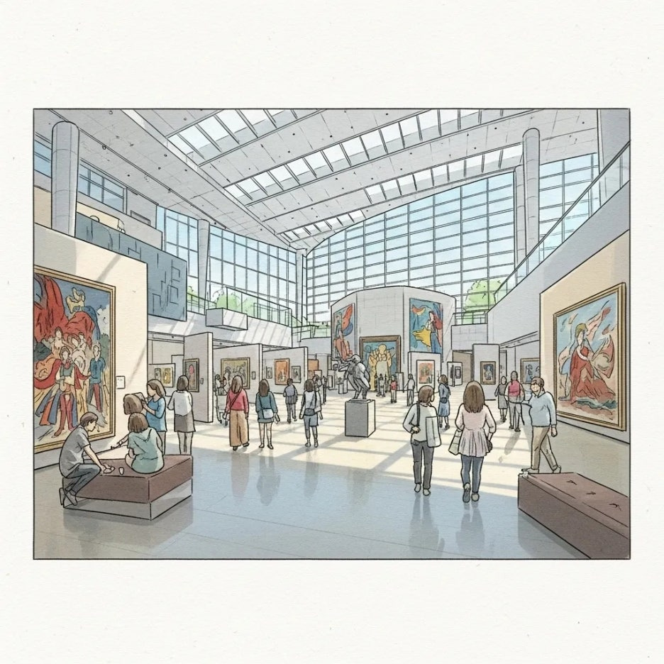 서울 시립미술관 내부의 활기찬 풍경