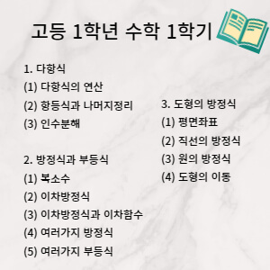 고1 수학 목차(1학기)