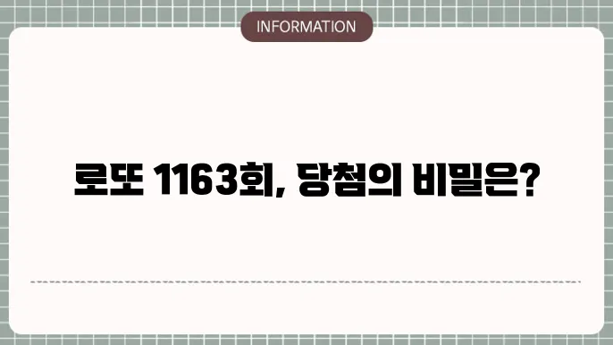 로또 1163회 예상번호 및 당첨번호 분석