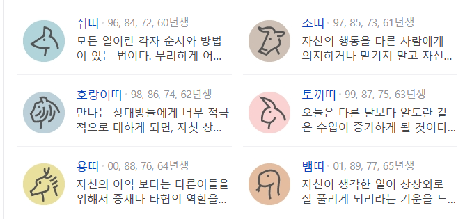 띠별 오늘의 운세