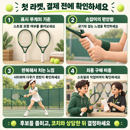 첫 테니스 라켓, 매장에서 가벼웠는데 코트에서는 왜 다를까?