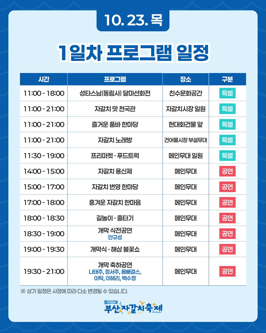 부산 자갈치 축제 행사