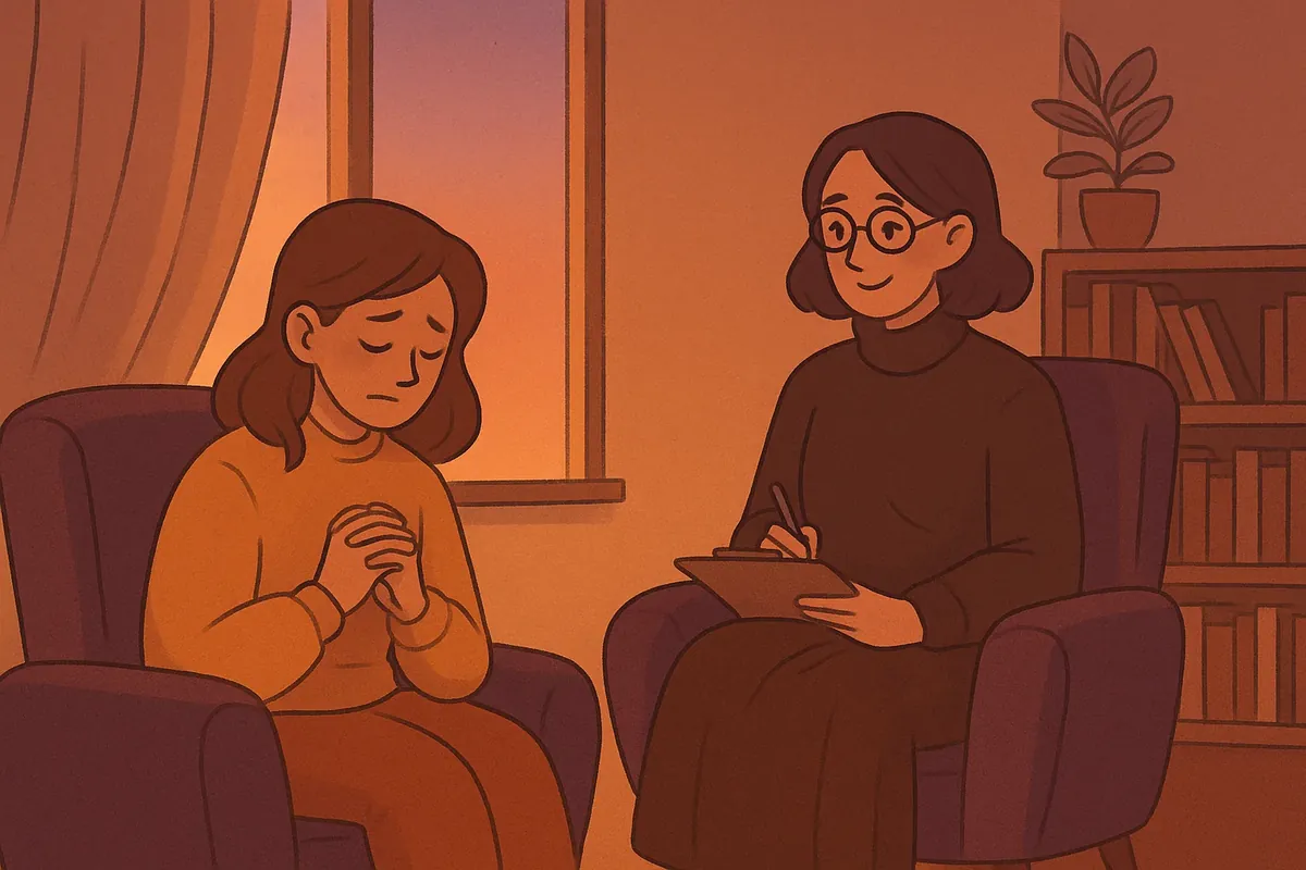 심리 상담 중인 여성과 상담사