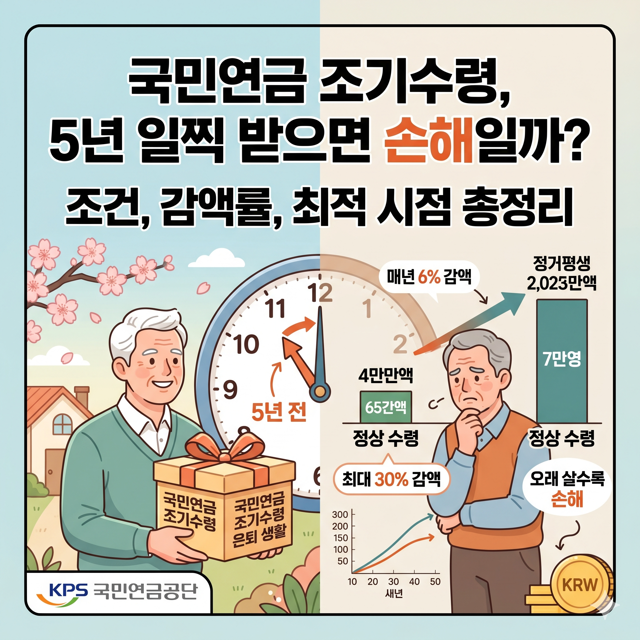 국민연금 조기수령 조건과 감액률: 5년 일찍 받으면 정말 손해일까?