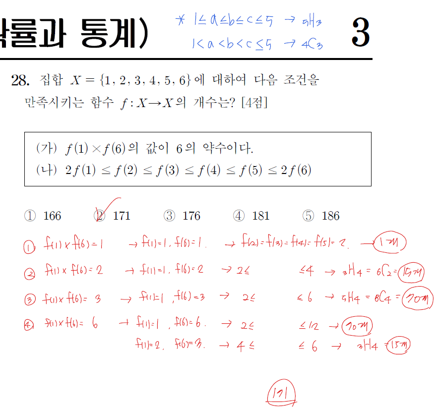 2024년 시행 고3 수능 수학 확률과 통계 28번 해설