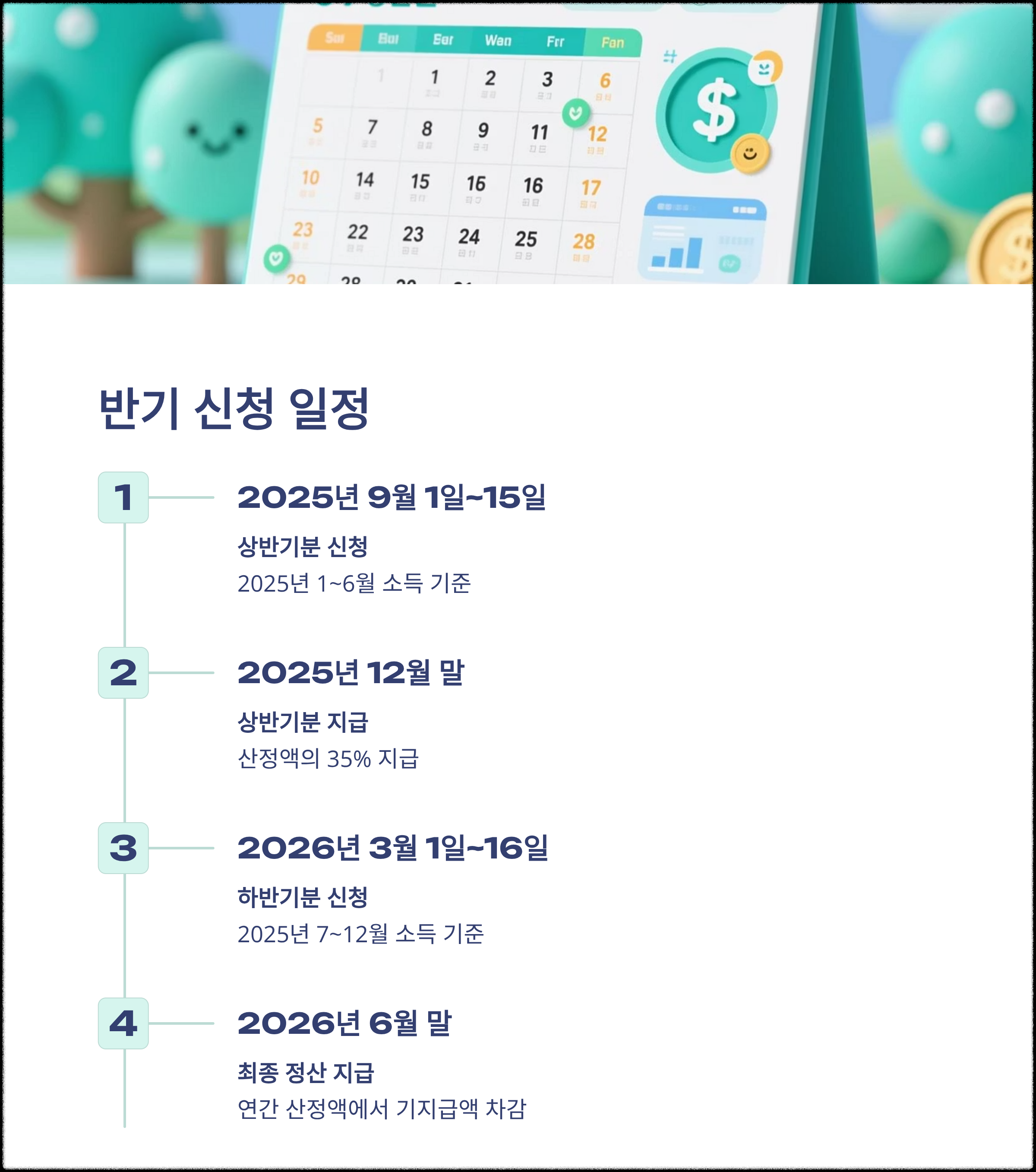 근로장려금 반기 신청 일정