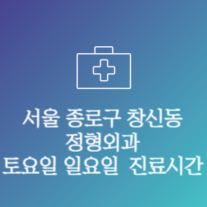 서울 종로구 창신동 정형외과 주말 토요일 일요일 문여는 병원 진료시간