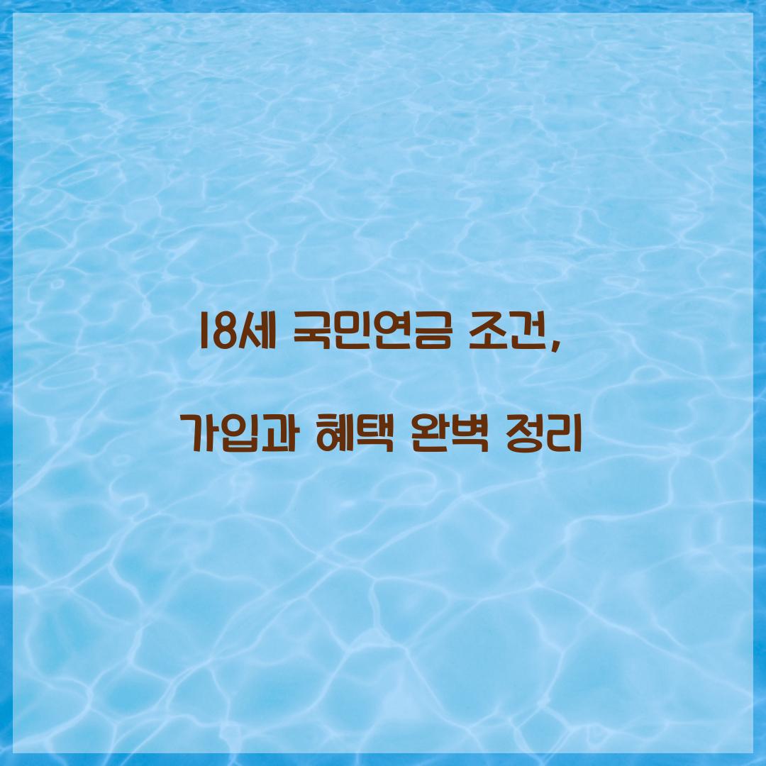 18세 국민연금 조건