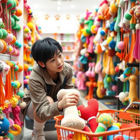 강아지 장난감 고르는 모습