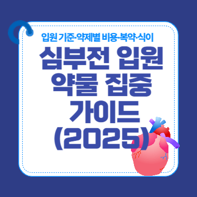 심부전 입원·약물 집중 가이드 (2025)|입원 기준·약제별 비용·복약·식이