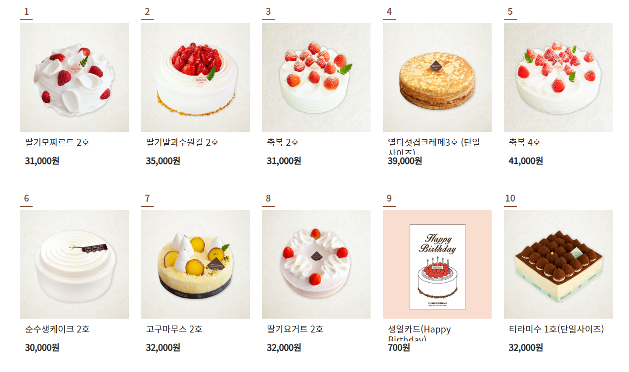 성심당 케이크 가격표