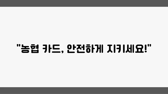 농협 카드 서비스 특징