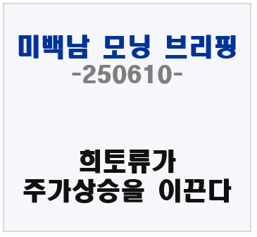 《미백남》 6월 10일 모닝 브리핑 – 희토류가 주가 상승을 이끈다