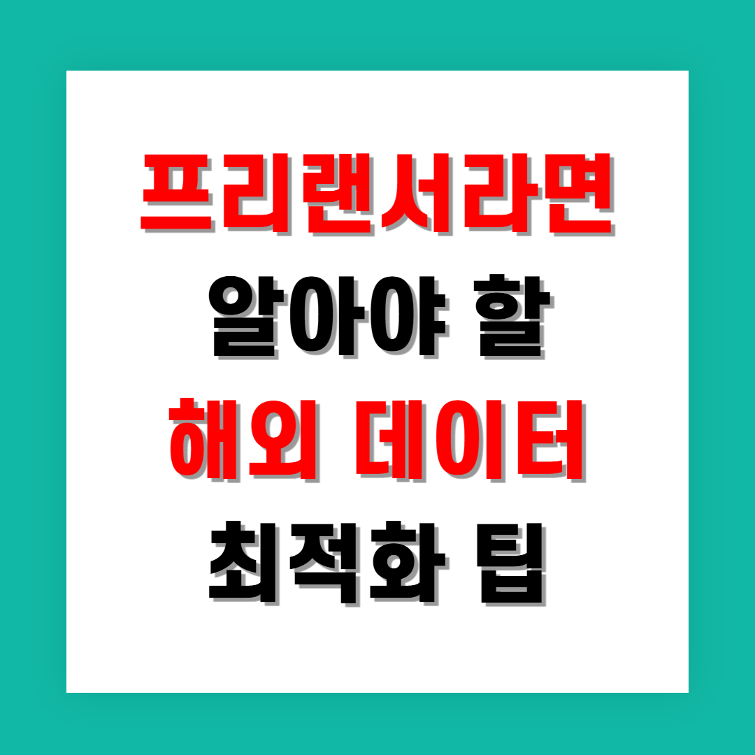 프리랜서라면 알아야 할 해외 데이터 최적화 팁