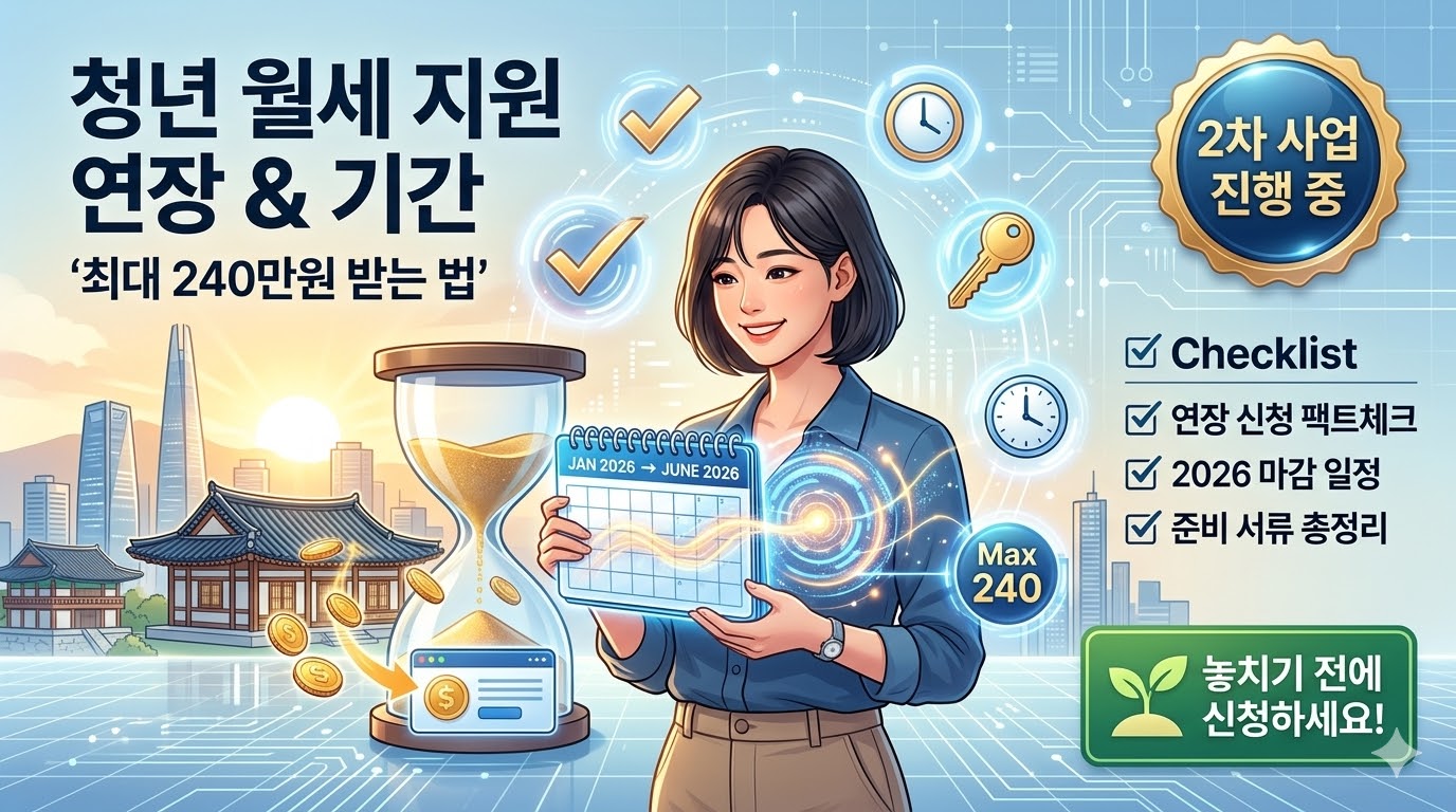 2026년 청년 월세 특별지원 2차 사업 연장 신청 가능 여부와 신청 마감 기간 및 복지로 온라인 신청 방법 안내 블로그 썸네일