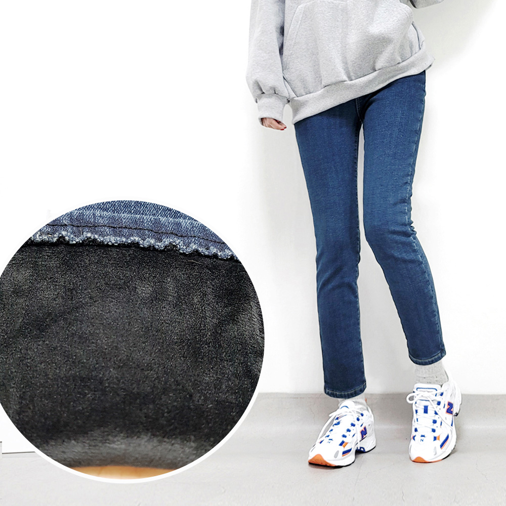 융 기모 데님 일자핏 겨울 밍크 청바지