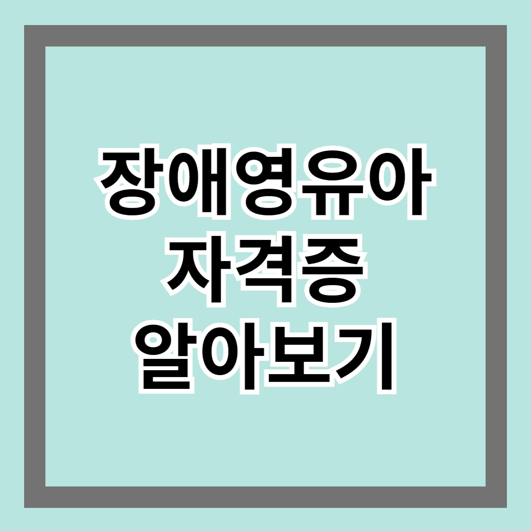 장애영유아자격증 알아보기 – 자격 취득, 활용 분야