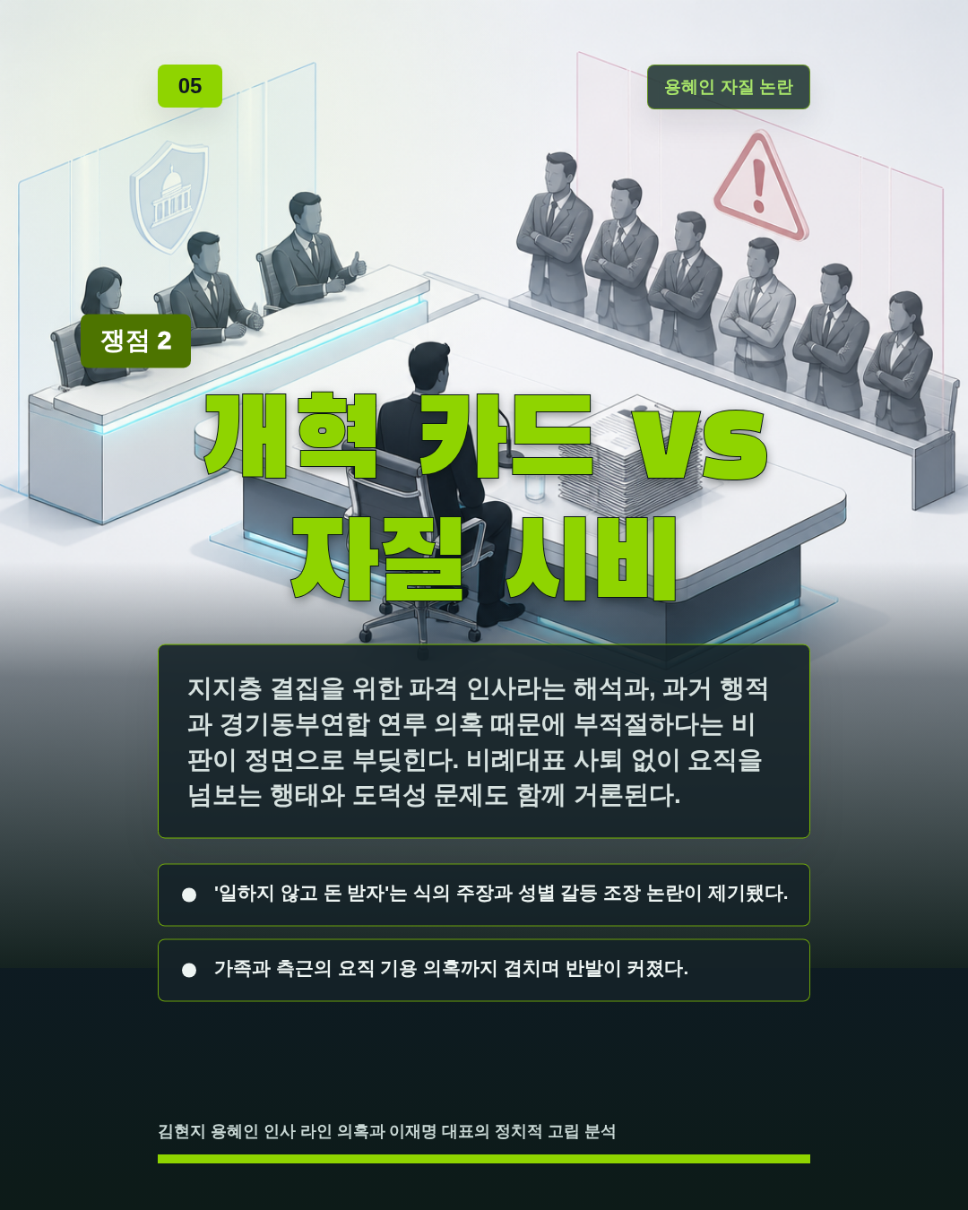 개혁 카드 vs 자질 시비