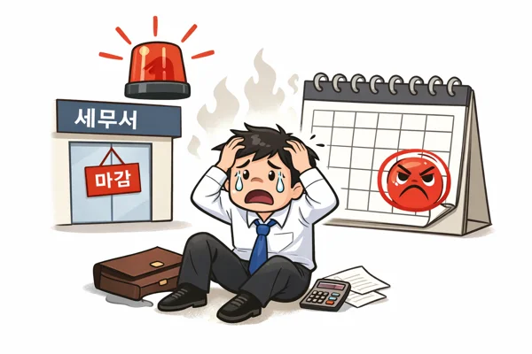 부가세 신고 지연으로 당황한 모습