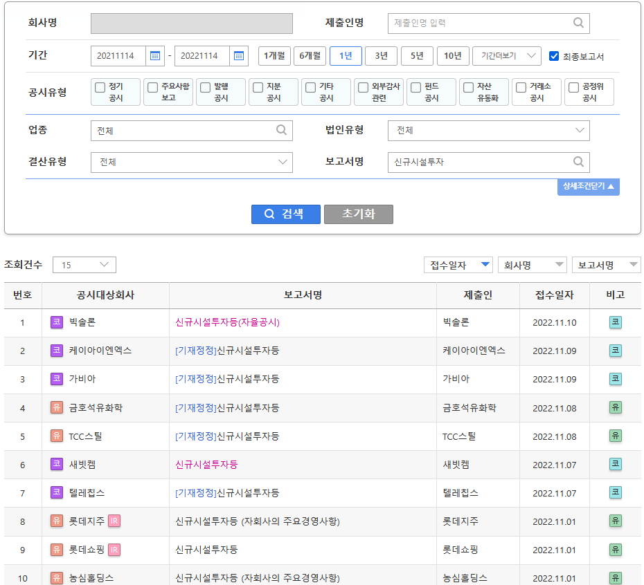 다트 신규시설투자