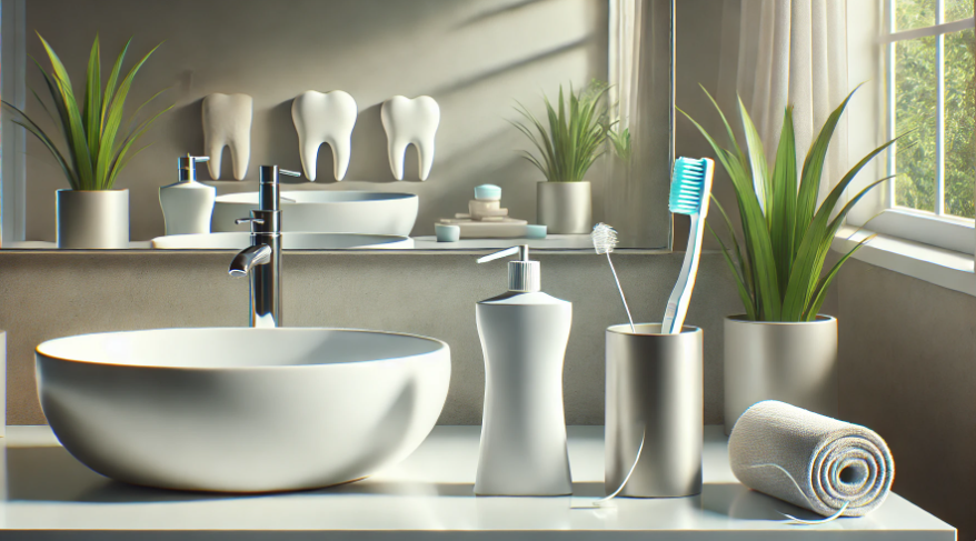 칫솔과 치실을 보여주는 그림