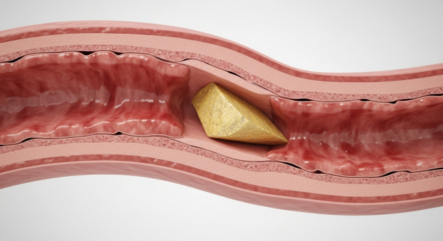 요관 안을 막고 있는 요로결석을 단면으로 보여주는 그림