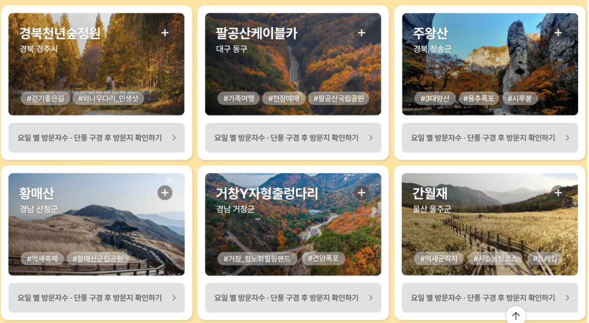 2025년 단풍 절정 시기 지역