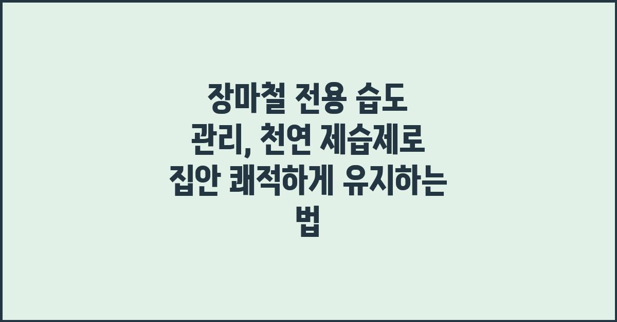 장마철 전용 습도 관리: 천연 제습제를 활용한 해결책