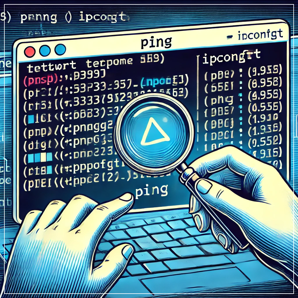 네트워크 문제 해결을 위한 명령 프롬프트 활용을 나타낸 이미지