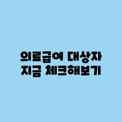 의료급여 대상자 지금 체크해보기