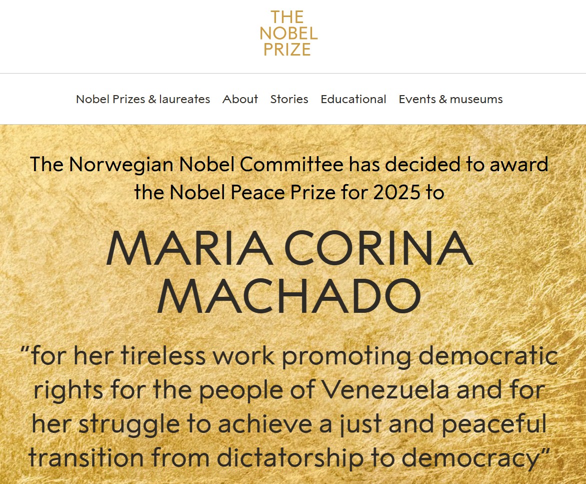 2025 노벨평화상 수상자 확정! 마리아 코리나 마차도의 감동적인 이야기 관련 사진