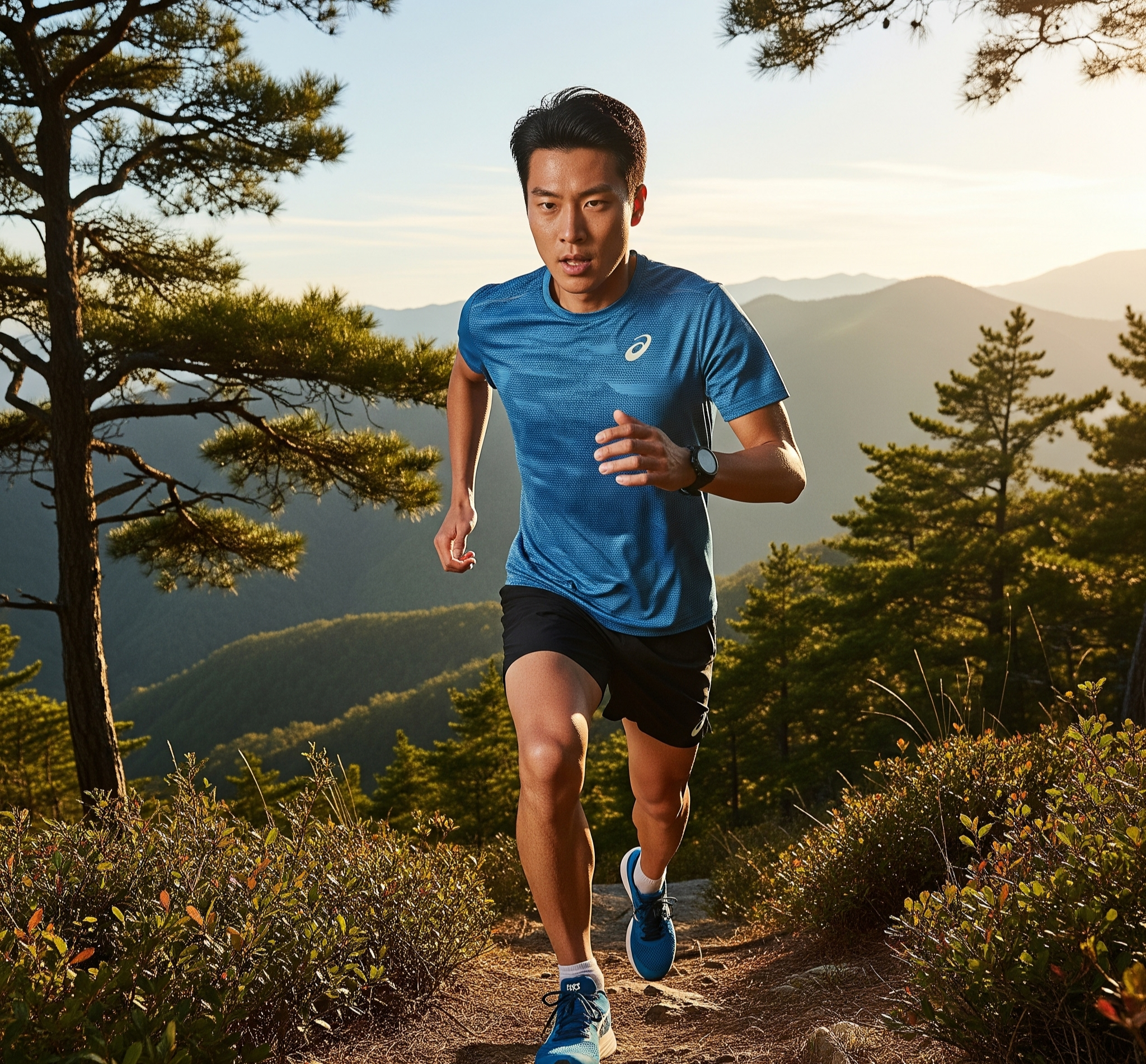 아식스 신발을 신은 달리는 사람