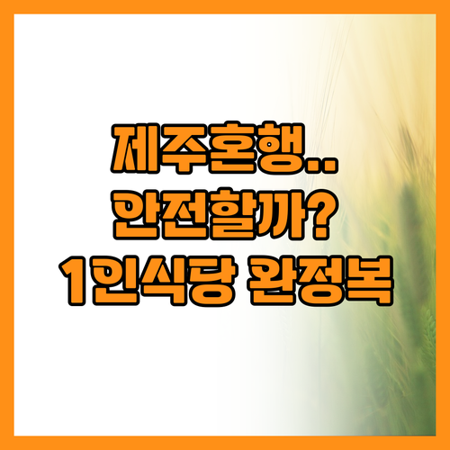 제주 혼행 치안부터 1인 식당까지 자..