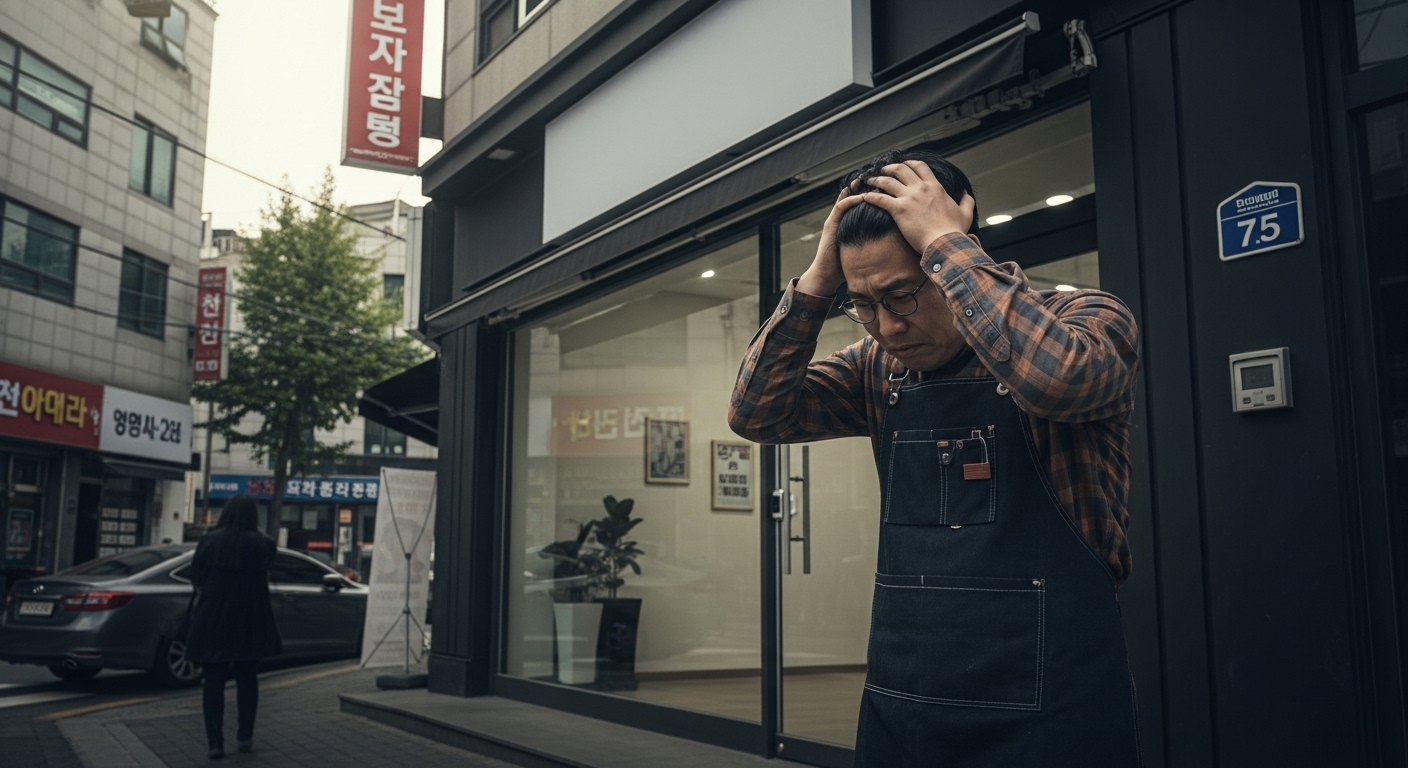 창업하신 사장님 광고로 고민하는 모습