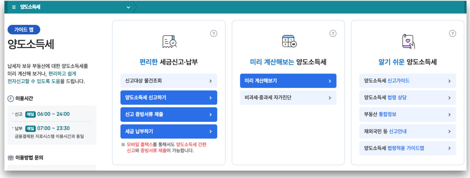 양도소득세 자동계산, 양도소득세 신고기한