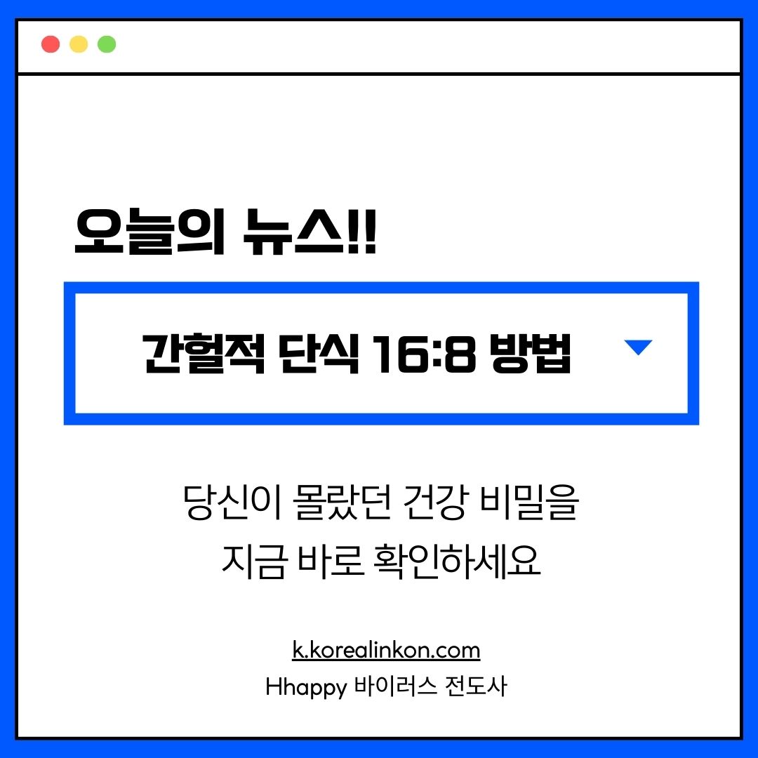 간헐적 단식 16:8 방법 당신이 몰랐던 건강 비밀을 지금 바로 확인하세요