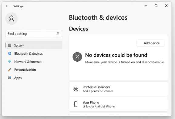 장치가 보이지 않은 이미지