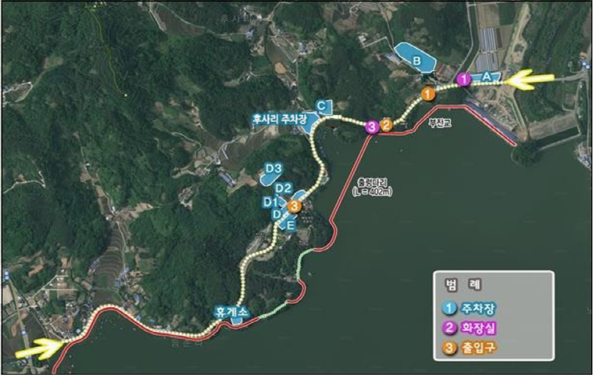 예당호 출렁다리 주차장