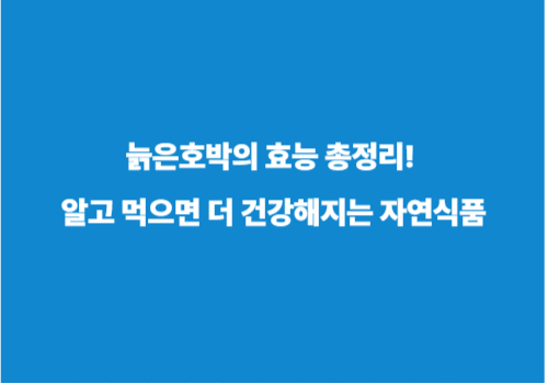 늙은호박의 효능 총정리! 알고 먹으면 더 건강해지는 자연식품