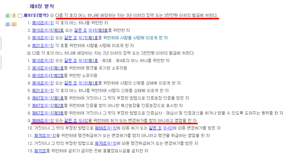 동물보호법 제 97조(벌칙)