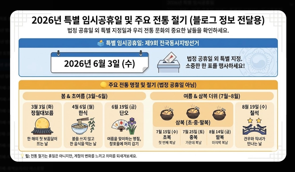 2026년 공휴일 총정리 대체공휴일 완벽 분석