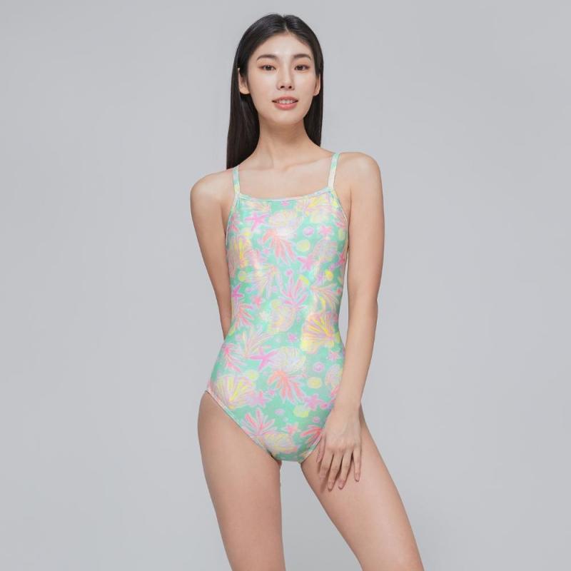 배럴 우먼 리플렉션 스타셸 V백 수영복 민트 B3SWSWS011MNT