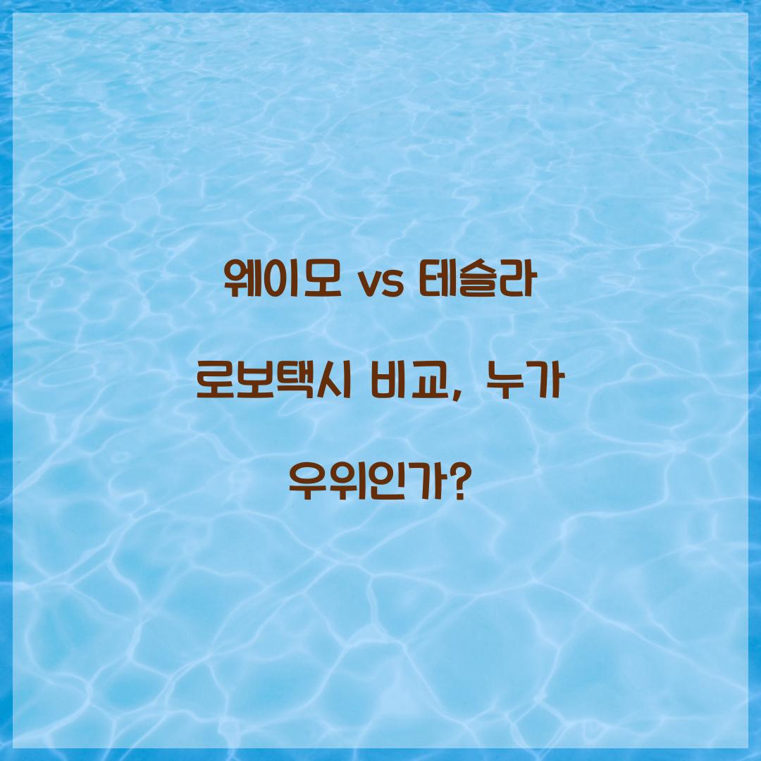 웨이모 vs 테슬라 로보택시 비교