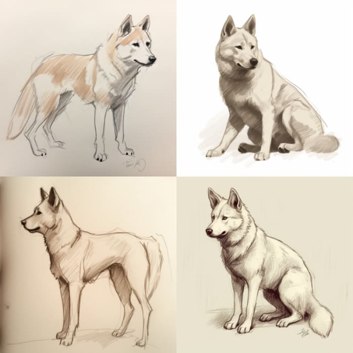 Life drawing sketch of a jindo_dog