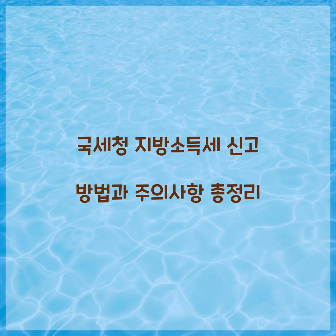 국세청 지방소득세 신고