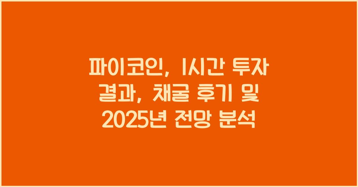 파이코인, 1시간 투자 결과: 채굴 후기 및 분석