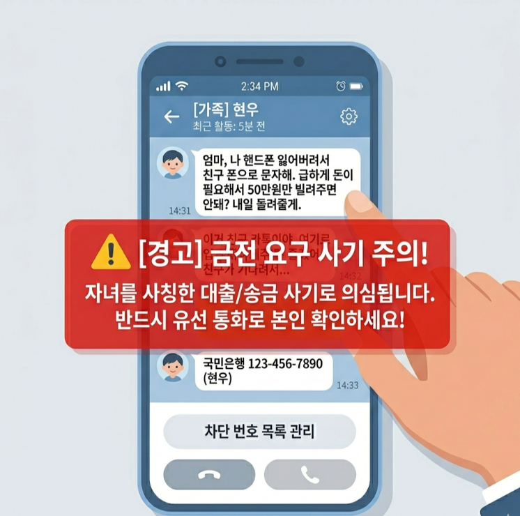 alt="카카오톡 자녀 사칭 보이스피싱 예방법 &mdash; 송금 전 확인하는 방법 "