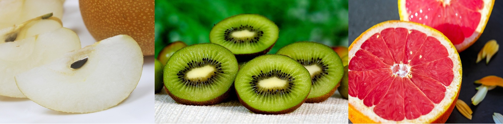 혈당 관리에 좋은 과일 자몽, 키위, 배 이미지
